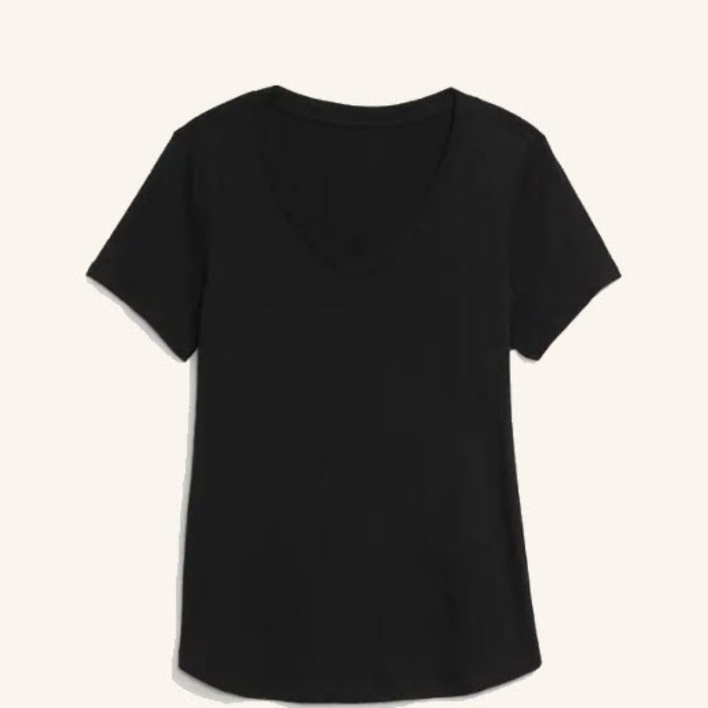 3 (L, LT, MT) NWT OLD NAVY 100% Cotton EveryWear V-Neck T-Shirt, BLK, SKU409748 - Picture 2 of 2